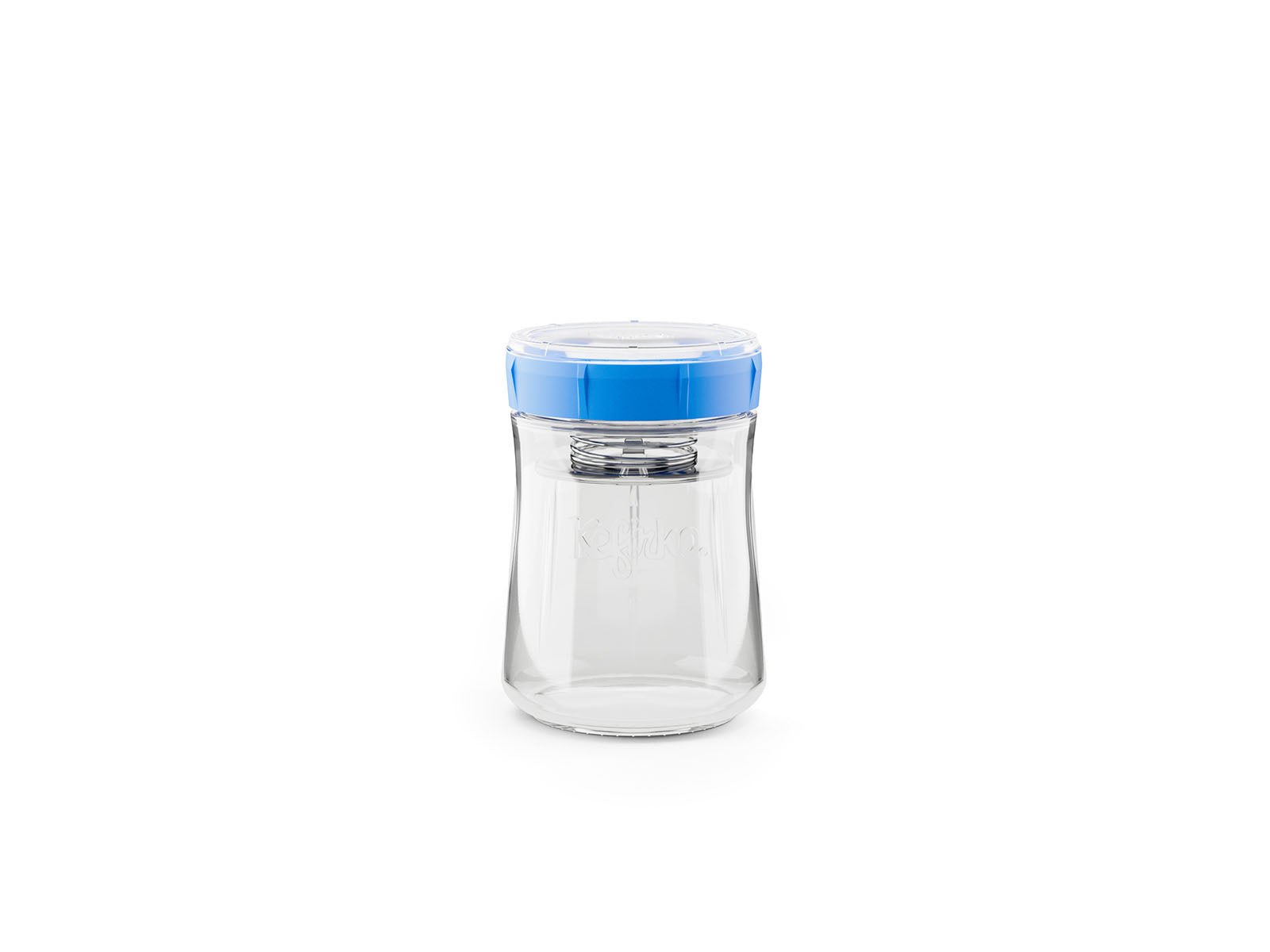Tarro de vidrio para fermentación de frutas y verduras Kefirko de 900ml con tapa que azul y bomba de vacío.