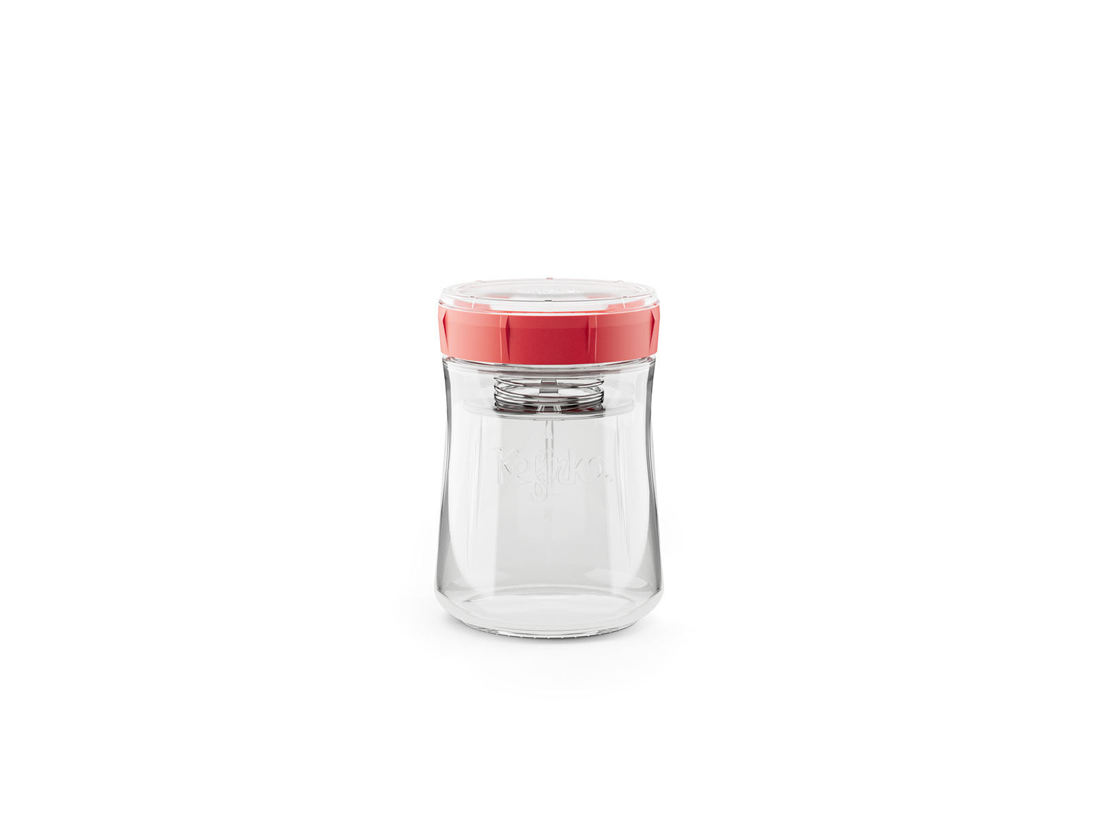Tarro de vidrio para fermentación de frutas y verduras Kefirko de 900ml con tapa que roja y bomba de vacío.