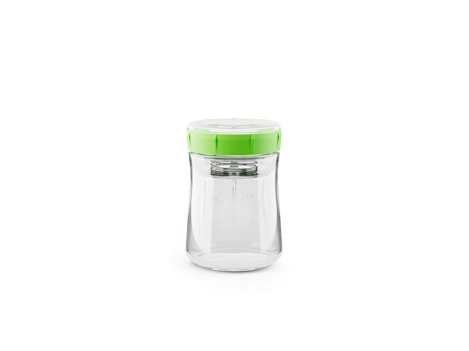 Tarro de vidrio para fermentación de frutas y verduras Kefirko de 900ml con tapa que verde y bomba de vacío.