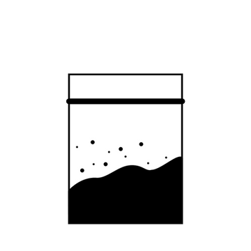 Icono de un recipiente con líquido y burbujas que ilustra el proceso de fermentar kéfir.