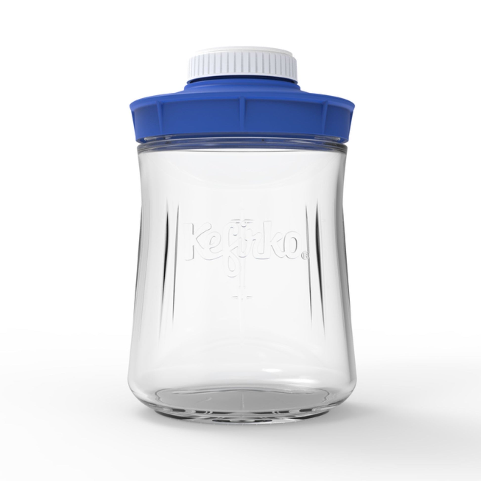 tarro de cristal con tapa hermética azul para segunda fermentacion kefirko de 1400ml